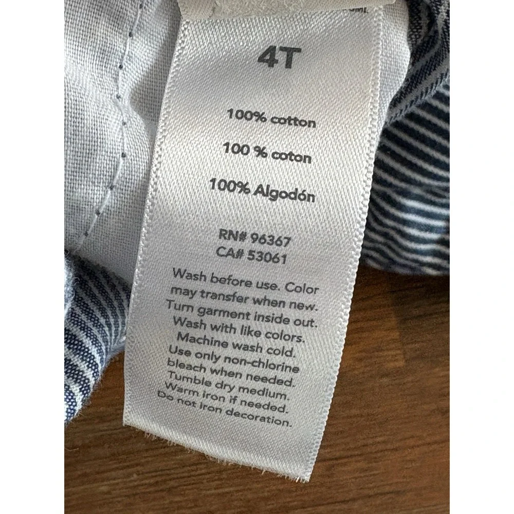 OshKosh Overalls Girls 4T Denim Blue Jean Hickory Stripes Vestbak Pants‎